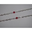 Ezüst rózsafüzér piros swarovski kristályokkal