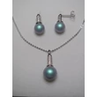 Ezüst swarovski fülbevaló, medál és lánc szett