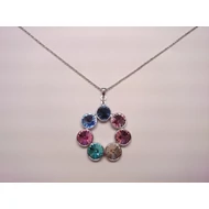 Ezüst nyaklánc színes swarovski köves medállal