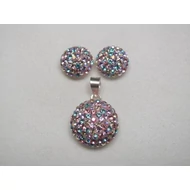 Ezüst swarovski medál és fülbevaló szett