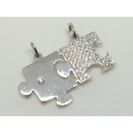 Ezüst cirkónia köves puzzle páros medál