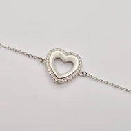 Ezüst cirkónia köves szív karkötő