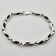 Ezüst férfi karkötő kaucsukkal kombinálva