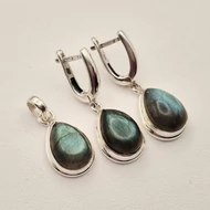 Ezüst labradorit köves medál és fülbevaló