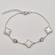 Ezüst divatos gyöngyházas  karkötő cirkónia kövekkel