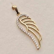 Sárga arany cirkónia köves angyalszárny medál