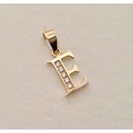 Sárga arany cirkónia köves "E" betű medál