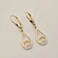 Sárga arany cirkónia köves lógós fülbevaló