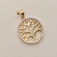Sárga arany cirkónia köves életfa medál