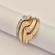 Sárga-fehér-vörös arany cirkónia köves gyűrű