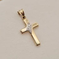 Sárga és fehér arany kereszt medál