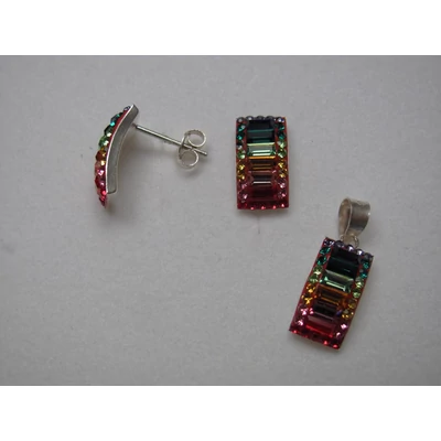 Ezüst swarovski kristályos medál és fülbevaló szett