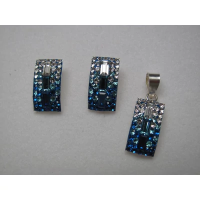 Ezüst swarovski kristályos medál és fülbevaló szett