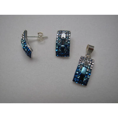 Ezüst swarovski kristályos medál és fülbevaló szett
