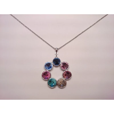 Ezüst nyaklánc színes swarovski köves medállal