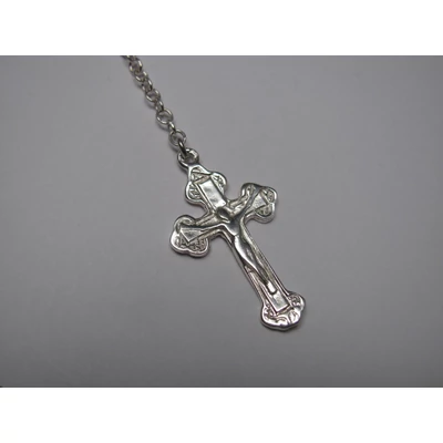 Ezüst rózsafüzér fekete swarovski kristályokkal