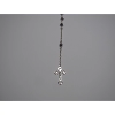 Ezüst rózsafüzér lila swarovski kristályokkal