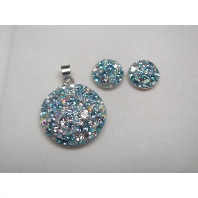 Ezüst swarovski medál és fülbevaló szett