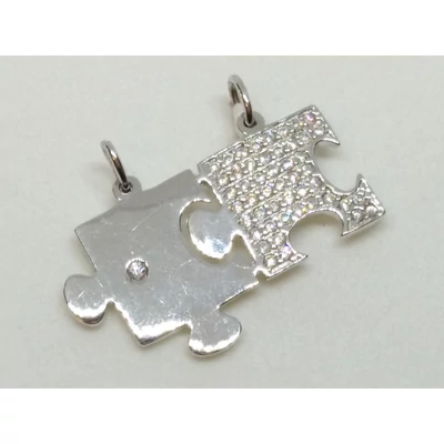 Ezüst cirkónia köves puzzle páros medál