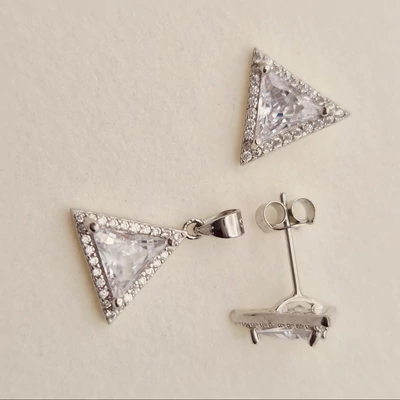 Ezüst cirkónia köves medál és fülbevaló