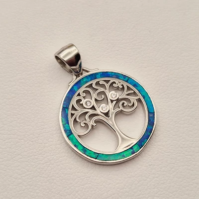 Ezüst opál köves életfa medál