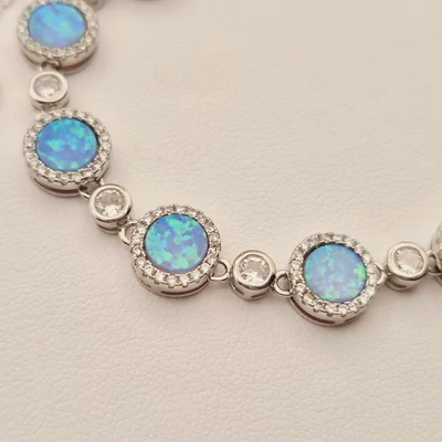 Ezüst opál és cirkónia köves karkötő