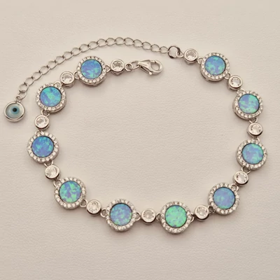 Ezüst opál és cirkónia köves karkötő