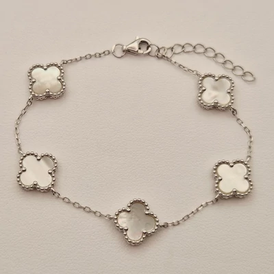 Ezüst gyöngyházas karkötő