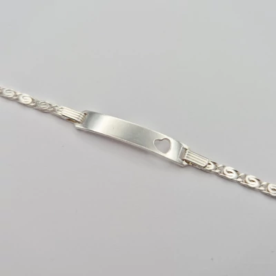 Ezüst bébi lapbetétes karkötő