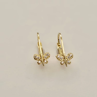 Sárga arany cirkónia köves pillangó fülbevaló