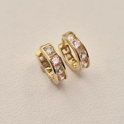 Sárga arany cirkónia köves karika fülbevaló