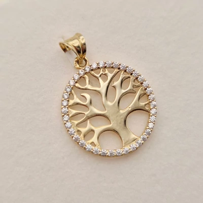 Sárga arany cirkónia köves életfa medál