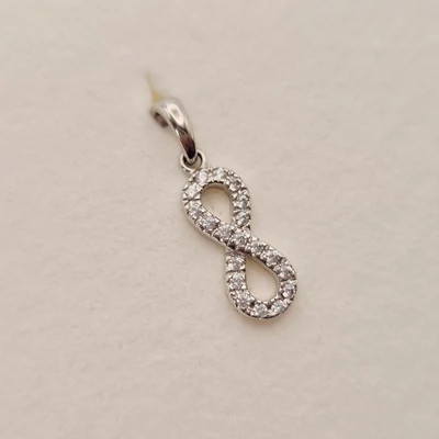 Fehér arany cirkónia köves végtelen jel medál