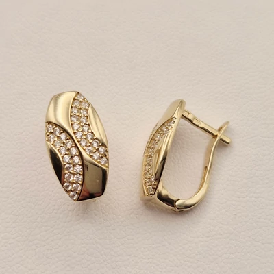 Sárga arany cirkónia köves fülbevaló