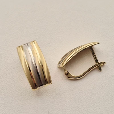 Sárga és fehér arany vésett fülbevaló