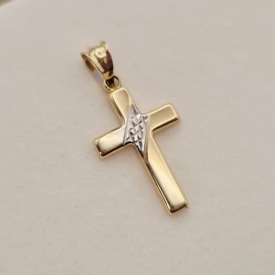 Sárga és fehér arany kereszt medál